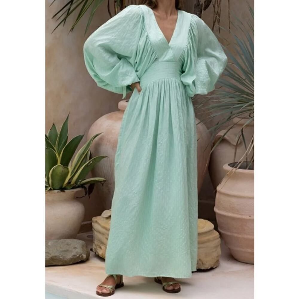 NWT Miss June Paris Green Angie Tu Long Dress Sz. O/S